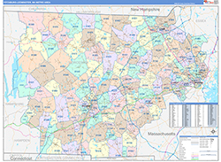 Fitchburg-Leominster Metro Area Wall Map Color Cast Style 2026